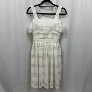 Aivei White Intricate Lace Knee Length Lined Dress Bridal Graduation Sorority 6